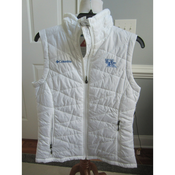 COLUMBIA QUILTED WHITE VEST EMBROIDERED UNIV. KENTUCKY OMNI SHIELD SIZE MED